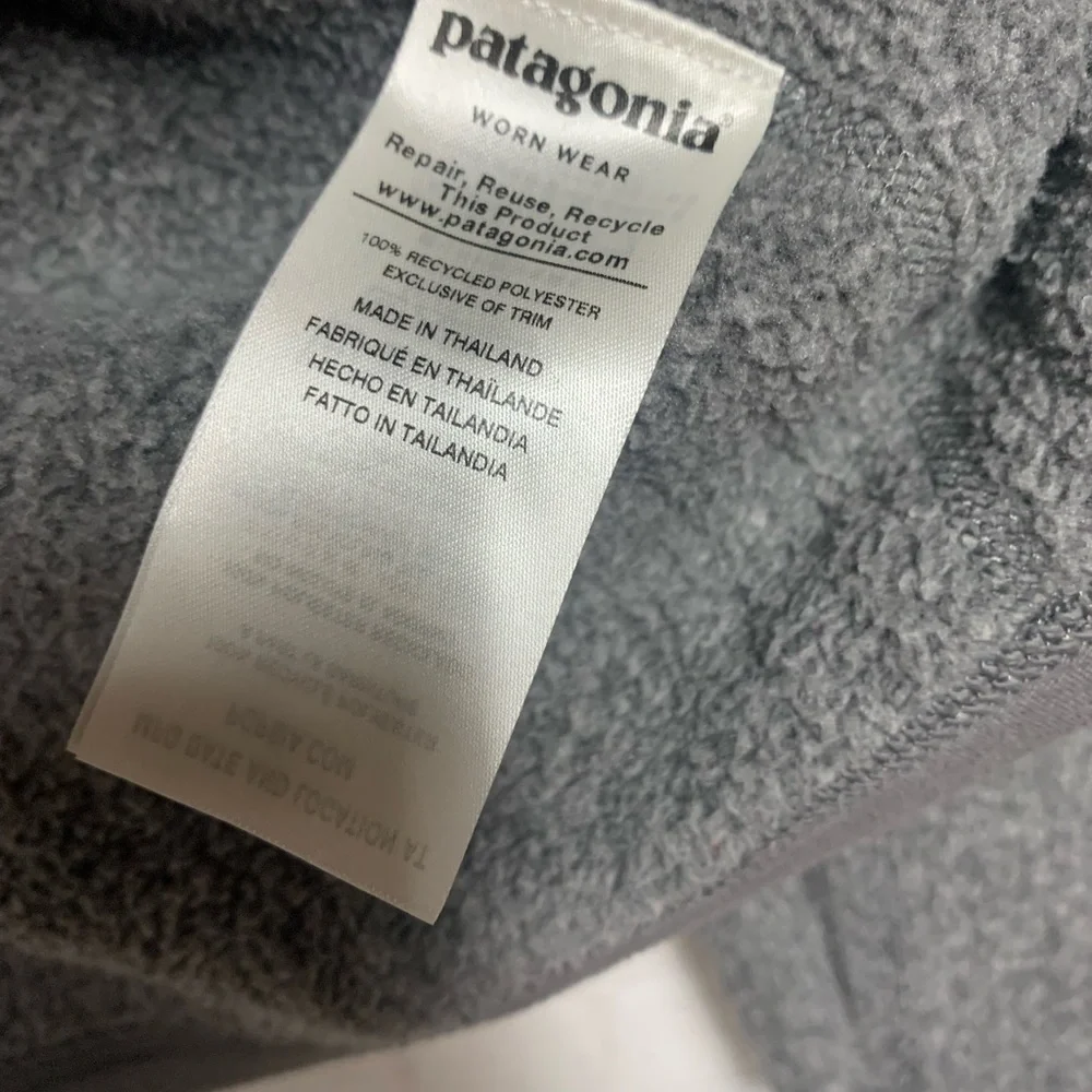 Patagonia Heathered Gray Ribbed Better Sweater 1/4 Zip Fleece Pullover Size S 44